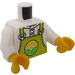 LEGO blanco Minifig Torso Shirt con Lime Bib Overalls con City Farm logo (973 / 76382)
