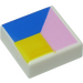 LEGO blanco Loseta 1 x 1 con Azul, Amarillo y Pink con ranura (3070)