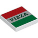 LEGO blanco Loseta 2 x 2 con rojo y Green Rayas y Pizza con ranura (3068 / 29716)