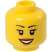LEGO Amarillo Female Cabeza con Eyelashes y rojo Lipstick (Perno sólido empotrado) (3626)