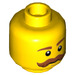 LEGO Cabeza con Brown Eyebrows y Handlebar Moustache (Perno sólido empotrado) (3626 / 27041)