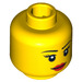 LEGO Amarillo Minifigure Female Cabeza con Pink Lips (Perno sólido empotrado) (10261 / 14927)