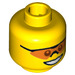 LEGO Amarillo Minifigure Cabeza con Smile y Naranja Goggles (Perno sólido empotrado) (13636 / 99810)