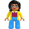 LEGO Adult con Largo Negro Pelo, Amarillo Chaqueta, Azure Piernas Figura Duplo