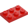 LEGO Rojo Placa 2 x 3 (3021)