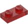 LEGO Rojo transparente Placa 1 x 2 (3023 / 28653)