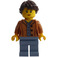 LEGO Mujer con Open Chaqueta y Dark Marrón  Coleta Minifigura