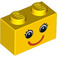 LEGO Ladrillo 1 x 2 con Smiling Cara con Eyelashes con tubo inferior (3004 / 89080)