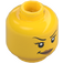 LEGO Amarillo Mujer Cabeza con Eyelashes, Elevado Eyebrow y Lopsided Smile (Espiga sólida hueca) (3626 / 29627)