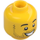 LEGO Amarillo Hombre Cabeza con Barba corta y Ancho Mueca (Espiga sólida hueca) (3626 / 38344)