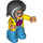LEGO Adult con Largo Negro Pelo, Amarillo Jacket, Azure Piernas Doble figura