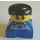 LEGO Azul 2x2 Duplo Base Ladrillo Figure - Striped Overalls, Amarillo Cabeza, Negro Pelo Doble figura