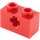 LEGO rojo Ladrillo 1 x 2 con Eje Agujero (&#039;+&#039; Apertura y Tubo Inferior) (31493 / 32064)
