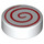 LEGO Blanco Plana 1 x 1 Circular con Rojo Swirl (14184 / 100797)