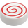 LEGO Blanco Plana 1 x 1 Circular con Rojo Swirl (14184 / 100797)