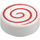 LEGO Blanco Plana 1 x 1 Circular con Rojo Swirl (14184 / 100797)