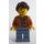 LEGO Mujer con Open Chaqueta y Dark Marrón  Coleta Minifigura