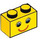 LEGO Amarillo Ladrillo 1 x 2 con Smiling Cara con Eyelashes con tubo inferior (3004 / 89080)