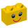 LEGO Amarillo Ladrillo 1 x 2 con Smiling Cara con Eyelashes con tubo inferior (3004 / 89080)