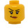 LEGO Amarillo Mujer Cabeza con Eyelashes, Elevado Eyebrow y Lopsided Smile (Espiga sólida hueca) (3626 / 29627)