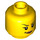 LEGO Amarillo Mujer Cabeza con Eyelashes, Elevado Eyebrow y Lopsided Smile (Espiga sólida hueca) (3626 / 29627)