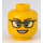 LEGO Amarillo Mujer Cabeza con Gafas y open Smile (Espiga sólida hueca) (3626 / 26880)