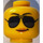 LEGO Amarillo Mujer Policía Cabeza con Gafas de sol (Espiga sólida hueca) (3626 / 29966)