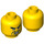 LEGO Amarillo Cabeza con Negro Eyebrows, Negro Largo Asian Mustache (Espiga sólida hueca) (3626 / 34014)