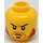 LEGO Amarillo Cabeza con Negro Eyebrows, Rojo oscuro Sideburns y Barba corta (Espiga sólida hueca) (3626 / 34334)