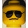 LEGO Amarillo Agente de policía Cabeza con Negro Gafas de sol (Espiga sólida hueca) (3626 / 21023)