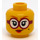 LEGO Amarillo Shirley Keeper Plano Cabeza con Rojo oscuro Gafas (Espiga sólida hueca) (3626 / 73965)